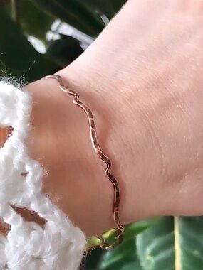 Antique Copper Bangle Stacking Bracelet Ethnic Eclectic Exotic Bohemian - 8 inch